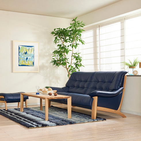 3人掛ソファ 幅202cm ZU49モデル グランブルー ピュアオーク